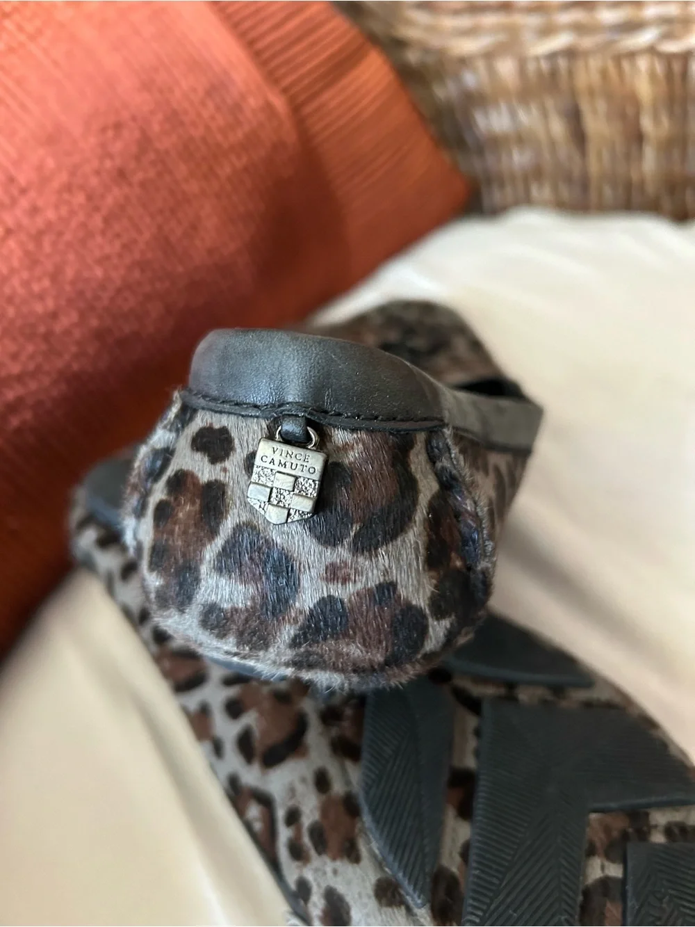 Cow Hair Vince Camuto Leopard Tassel Moccasins in Brown and Black